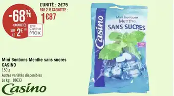 Géant Casino Casino mini bonbons menthe sans sucres offre