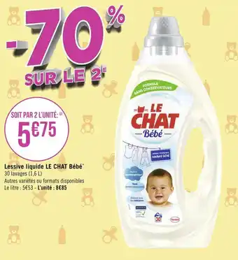 Géant Casino Le chat bébé lessive liquide* offre