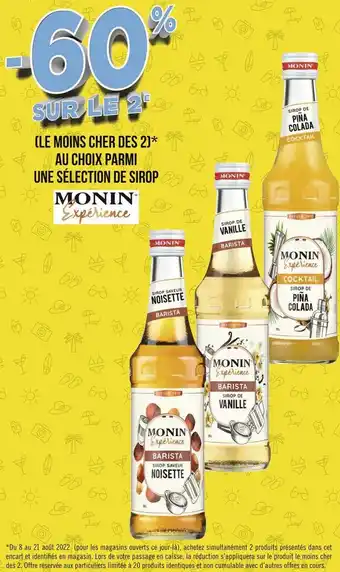 Géant Casino Monin bon plan sur une sélection de sirop de la marque monin offre