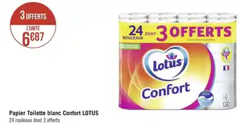 Géant Casino Lotus papier toilette blanc confort offre