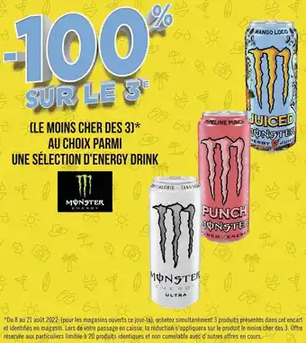 Géant Casino Monster energy bon plan une sélection d’energy drink de la marque monster energy offre