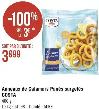 Géant Casino Costa anneaux de calamars panés surgelés offre