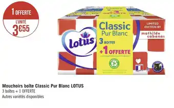 Géant Casino Lotus mouchoirs boîte classic pur blanc offre