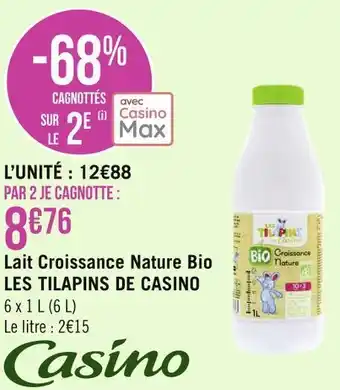 Géant Casino Les tilapins de casino lait croissance nature bio offre