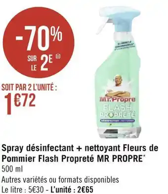 Géant Casino Mr propre spray désinfectant + nettoyant fleurs de pommier flash propreté* offre