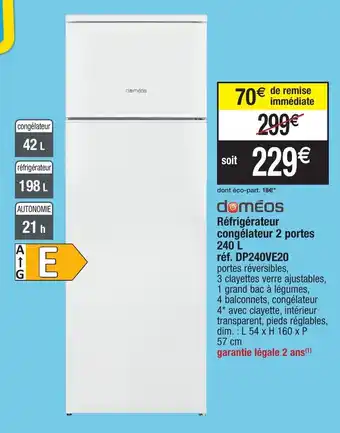 Migros Réfrigérateur congelateur 2 portes offre