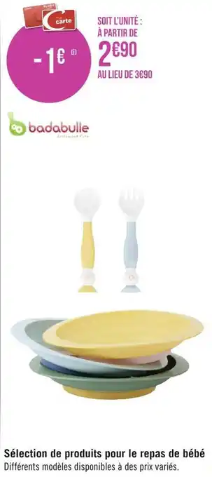 Géant Casino Badabulle sélection de produits pour le repas de bébé offre