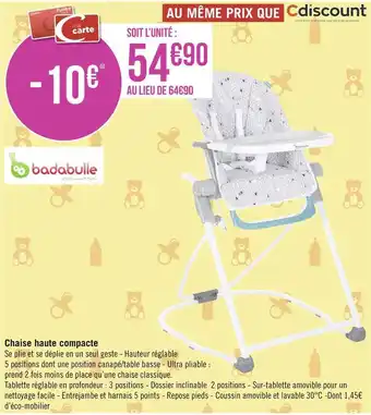 Badabulle chaise haute compacte
