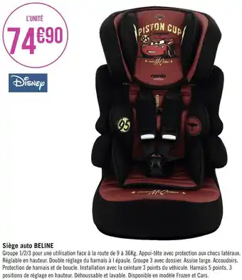 Géant Casino Disney siège auto beline offre