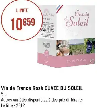 Géant Casino Vin de france rosé cuvee du soleil offre
