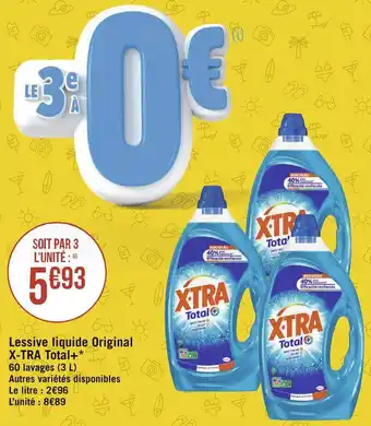 Géant Casino X-tra lessive liquide original total+* offre