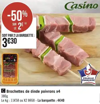 Géant Casino Casino brochettes de dinde poivrons x4 offre