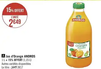 Géant Casino Andros jus d’orange offre