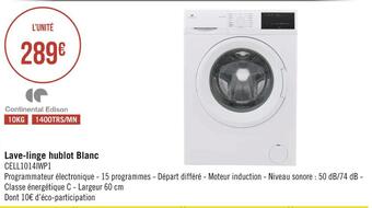 Géant Casino Continental edison lave-linge hublot blanc offre