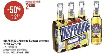 Géant Casino Desperados agrumes & zestes de citron virgin 0,0% vol. offre