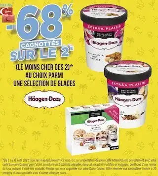 Géant Casino Haagen-dazs bon plan sur une sélection de glaces de la marque haagen-dazs offre
