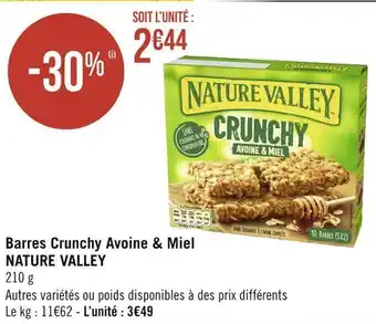 Géant Casino Nature valley barres crunchy avoine & miel offre