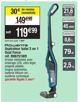 Migros Aspirateur balai 2 en 1 dual force offre