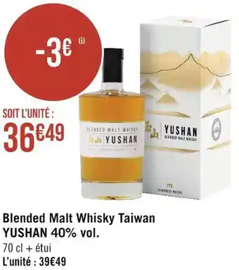 Géant Casino Yushan blended malt whisky taiwan 40% vol. offre