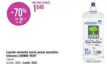 Géant Casino L’arbre vert liquide vaisselle mains peaux sensibles biberons* offre
