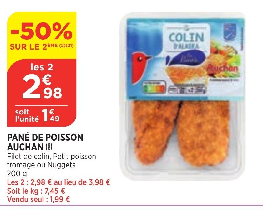 Promo Pané de poisson auchan chez Bi1