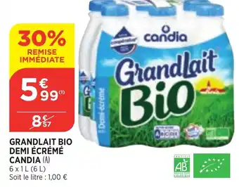 Bi1 Grandlait Bio demi Écrémé candia offre
