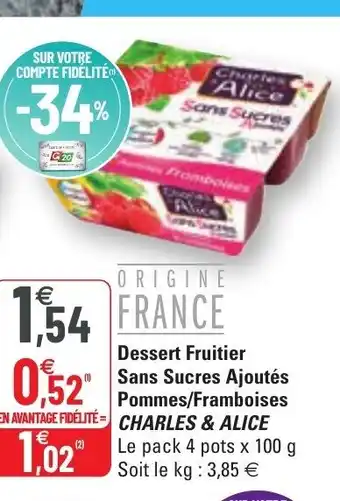 Dessert fruitier sans sucres ajoutés pommes/framboises