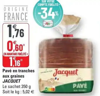 G20 Pavé en tranches aux graines offre