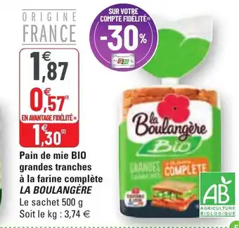 G20 Pain de mie BIO grandes tranches offre