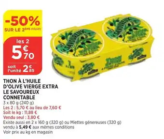 Bi1 Thon À L'huile d'olive vierge extra le savoureux connetable offre