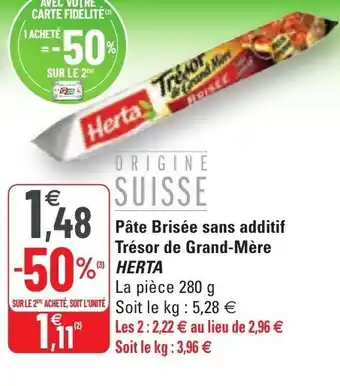 G20 Pâte brisée sans additif trésor de grand-mère offre