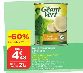 Bi1 Fonds d'artichauts géant vert offre
