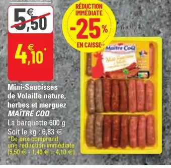 G20 Mini-Saucisses de Volaille nature herbes et merguez offre