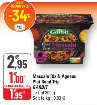 G20 Massala Riz & Agneau Plat Road Trip offre