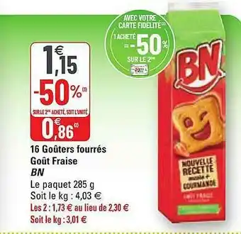 G20 16 Goûters Fourrés Goût Fraise Bn offre