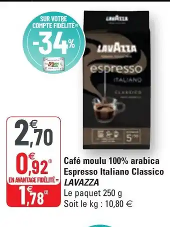 G20 Café moulu 100% arabica Espresso Italiano Classico offre