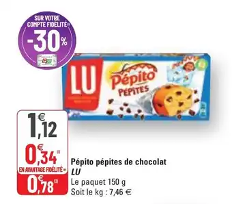 G20 Pépito Pépites De Chocolat Lu offre