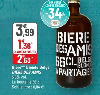 G20 Bière Blonde Belge Bière Des Amis offre