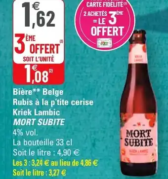 G20 Bière Belge Rubis à La P'Tite Cerise offre