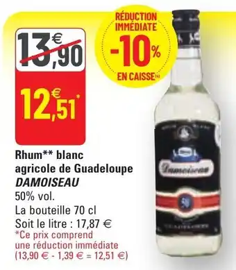 G20 Rhum Blanc Agricole De Guadeloupe Damoiseau offre