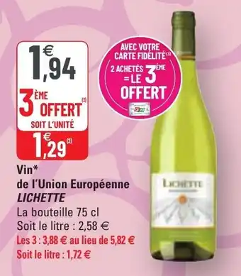 G20 Vin De l'Union Européenne Lichette offre