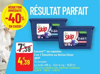 G20 Lessive En Capsules 3 En 1 Sensitive Ou Active Clean Skip offre