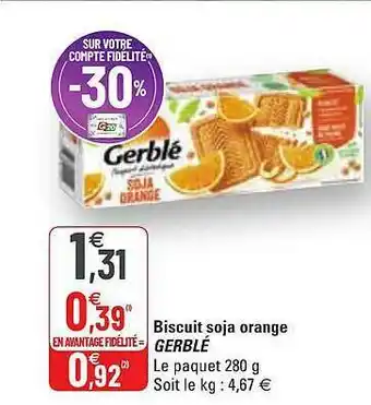 G20 Biscuit Soja Orange Gerblé offre