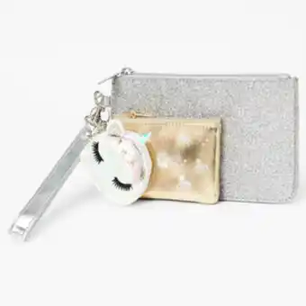 Trio de porte-monnaie licorne - lot de 3, gris