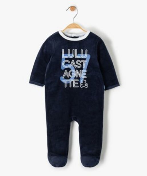 Gémo Pyjama bébé en velours avec inscription - lulucastagnette vue1 - lulucastagnette - gemo offre