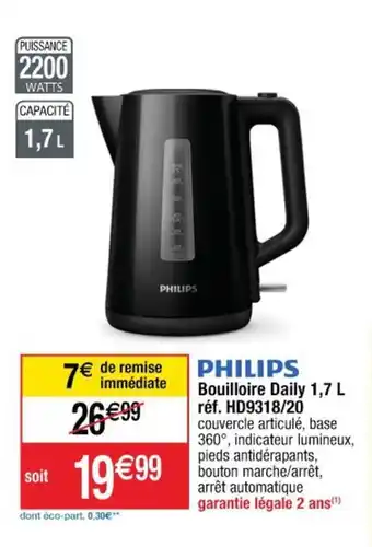 Cora x Carrefour PHILIPS bouilloire daily 1,7 L offre