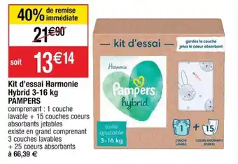 Cora x Carrefour PAMPERS kit d'essai harmonie hybrid 3-16 kg offre
