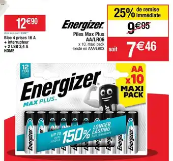 ENERGIZER piles max plus AA/LR06