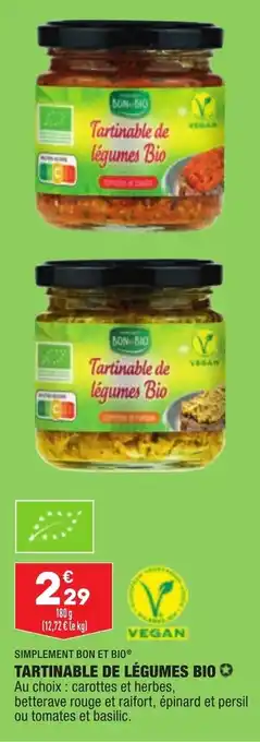 ALDI SIMPLEMENT BON ET BIO tartinable de légumes bio offre