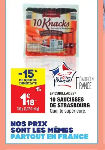 ALDI 10 Saucisses de Strasbourg offre